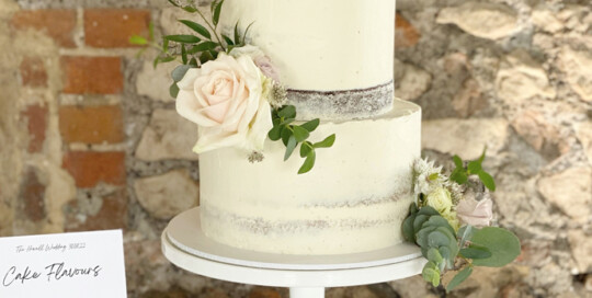 semi naked wedding cake