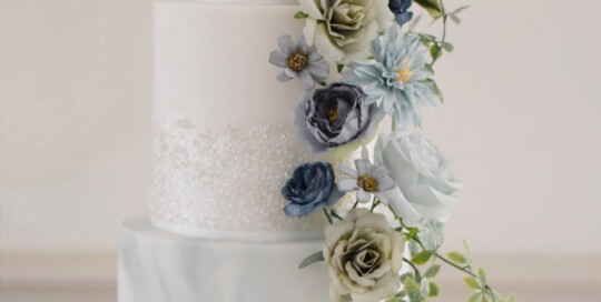 dusty blue floral wedding cake battle east sussex