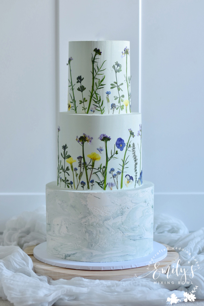pressed flower marble wedding cake pelham house lewes