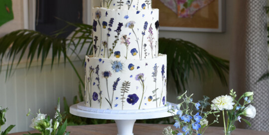 pressed flower wedding cake the gallivant