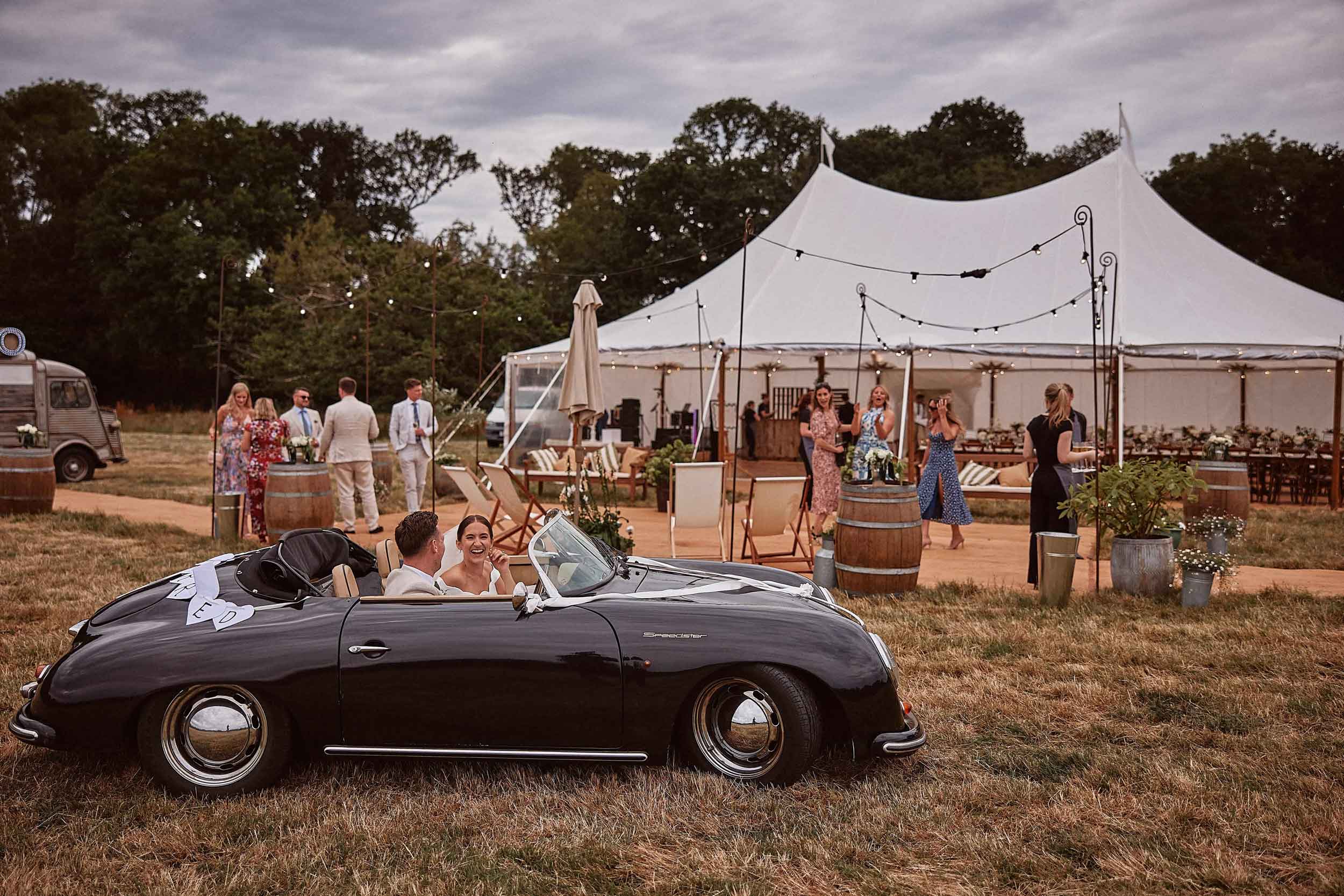 vintage car marquee wedding sussex