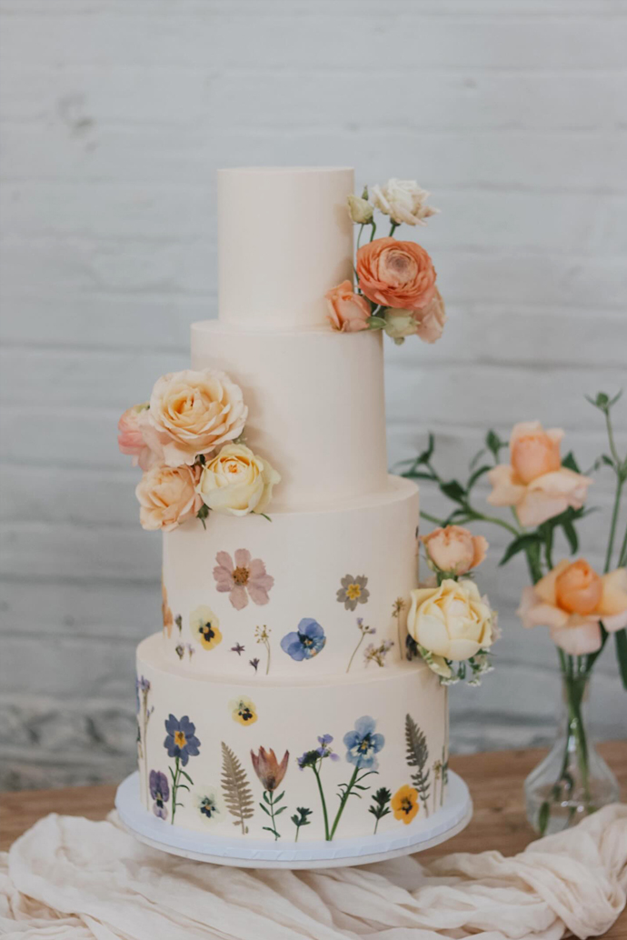 fire place lewes east sussex pressed flower wedding cake