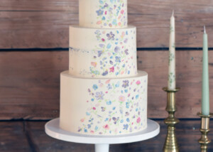 danielle and reece the cherry barn wedding cake rye delicate pretty painted cake