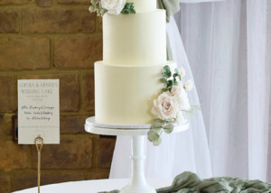 elegant wedding cake at South Lodge hotel