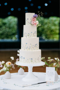 4 tier floral wedding cake