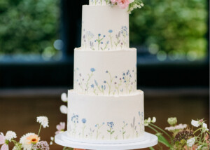 4 tier floral wedding cake