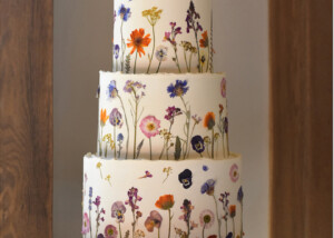 pressed flower wedding cake Brookfield barn sussex