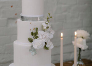 fire place wedding elegant fondant iced three tier cake